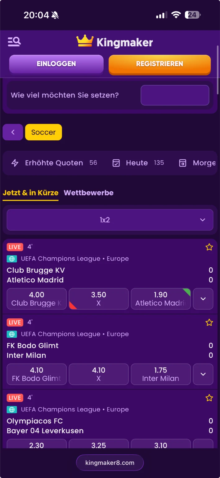Mobile Sportwetten App von Kingmaker für Schweizer Nutzer